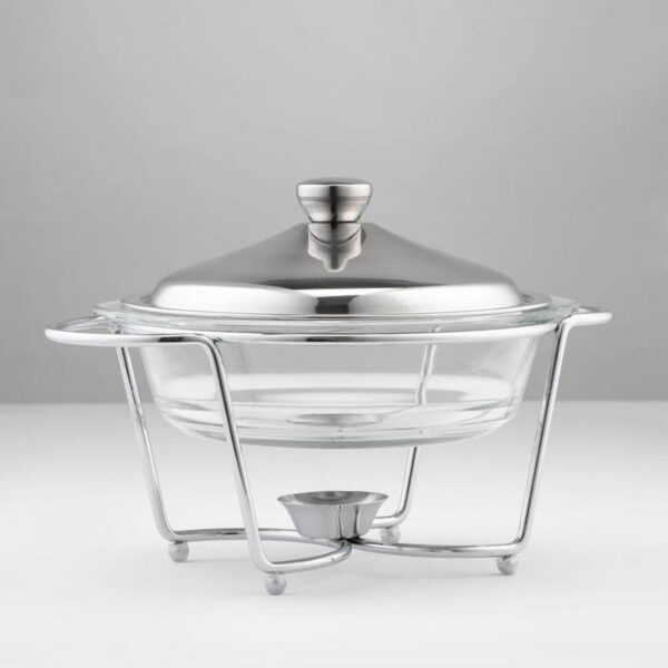 Food warmer, 2 l, heat-resistant glass, with lid, heated