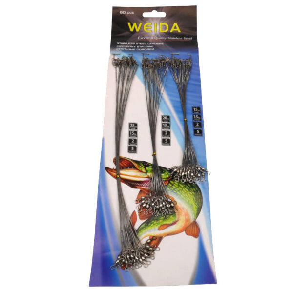 fishing stainless steel leader set 25 cm - 20 pcs, 20 cm - 20 pcs, 15 cm - 20 pcs